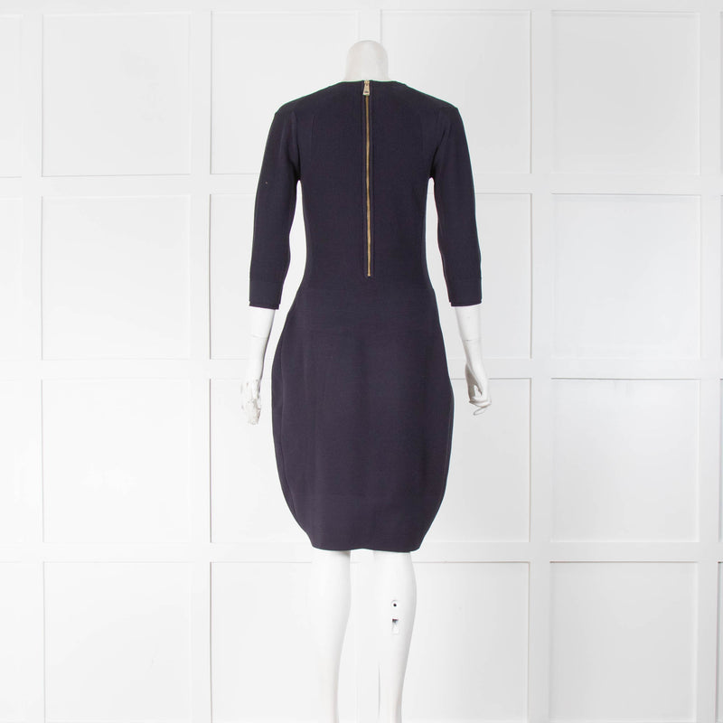 Burberry Navy V Neck Knitted Midi Dress