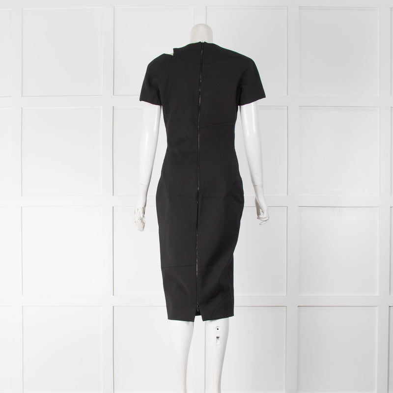 Victoria Beckham Black Cut Out Short Sleeve Midi Dress