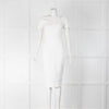 Victoria Beckham White Cut Out Short Sleeve Midi Dress