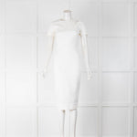 Victoria Beckham White Cut Out Short Sleeve Midi Dress