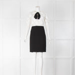 Claudie Pierlot Black White Applique Lace Bow Collar Dress