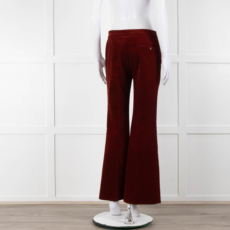 Chloe Rust Red Needle Cord Wide Leg Trousers