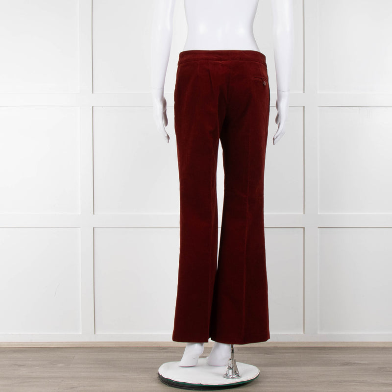 Chloe Rust Red Needle Cord Wide Leg Trousers