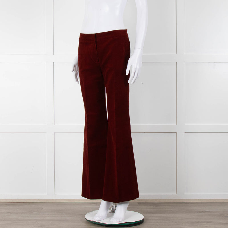 Chloe Rust Red Needle Cord Wide Leg Trousers