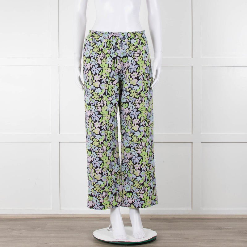 Stine Goya Blue Lime Green Pink Floral Trousers