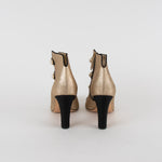 Chanel Gold Metallic Leather Pearl CC Black Toe Ankle Boots