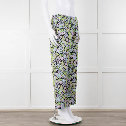 Stine Goya Blue Lime Green Pink Floral Trousers