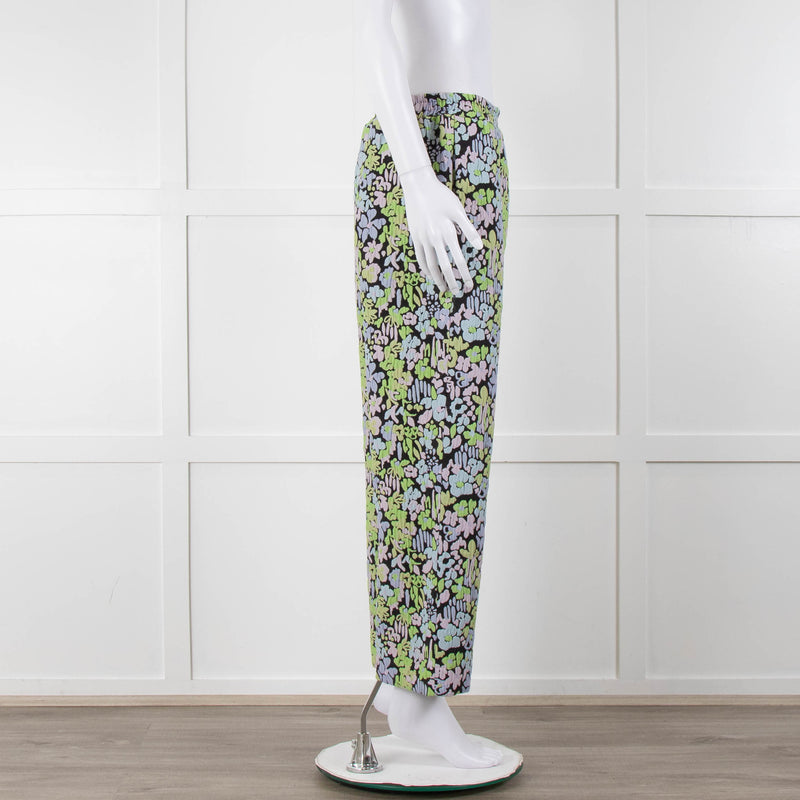 Stine Goya Blue Lime Green Pink Floral Trousers