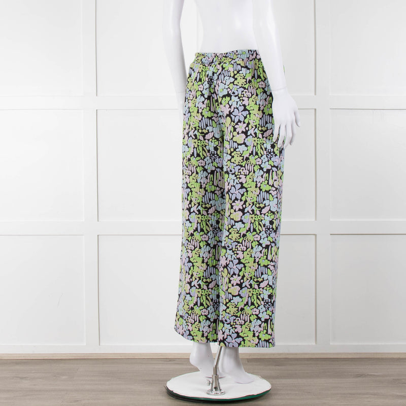 Stine Goya Blue Lime Green Pink Floral Trousers