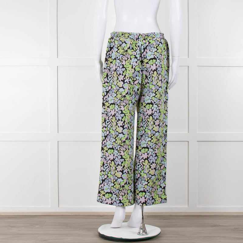 Stine Goya Blue Lime Green Pink Floral Trousers