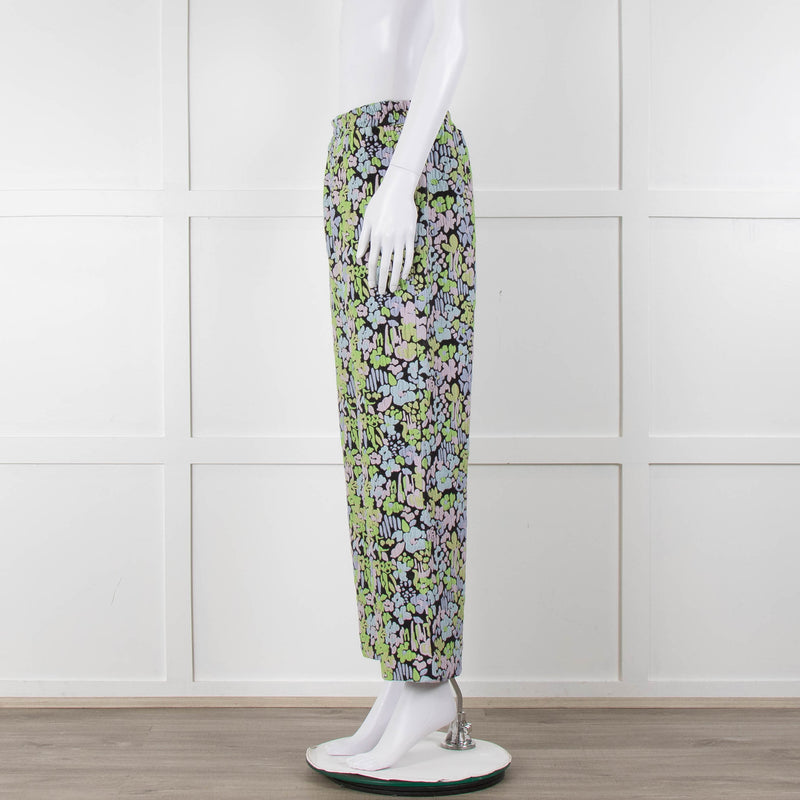 Stine Goya Blue Lime Green Pink Floral Trousers