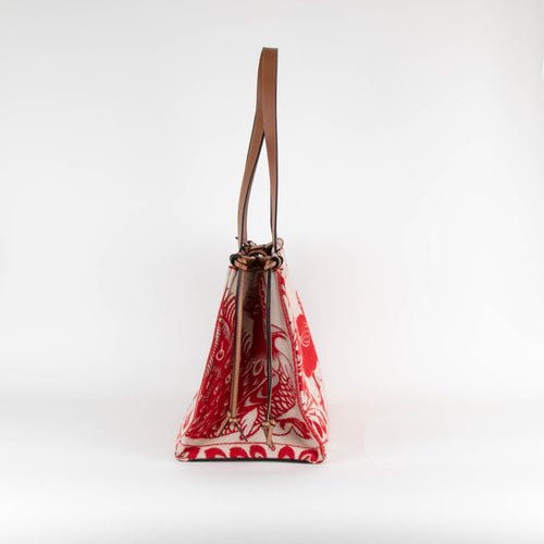 Loewe Cream Red Cushion Dodo Jacquard Tote Bag