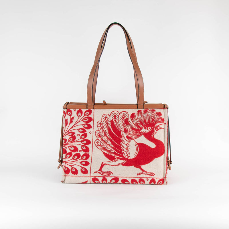 Loewe Cream Red Cushion Dodo Jacquard Tote Bag