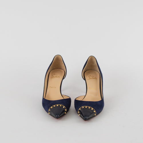 Christian Louboutin Navy Suede Culturella Studded Heeled Shoes