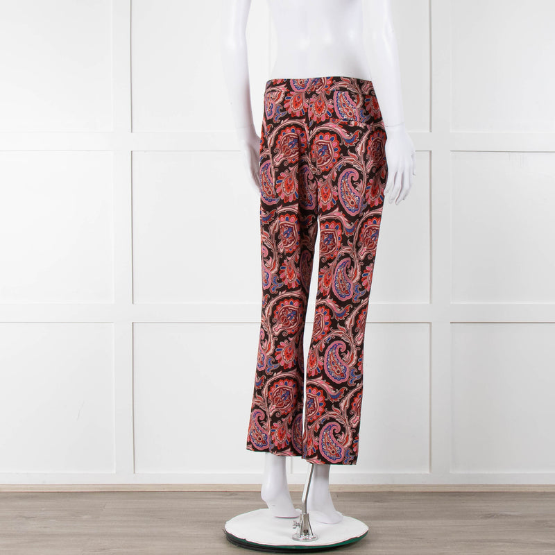 Etro Brown Pink Orange Blue Paisley Print Trousers