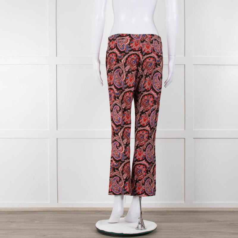 Etro Brown Pink Orange Blue Paisley Print Trousers