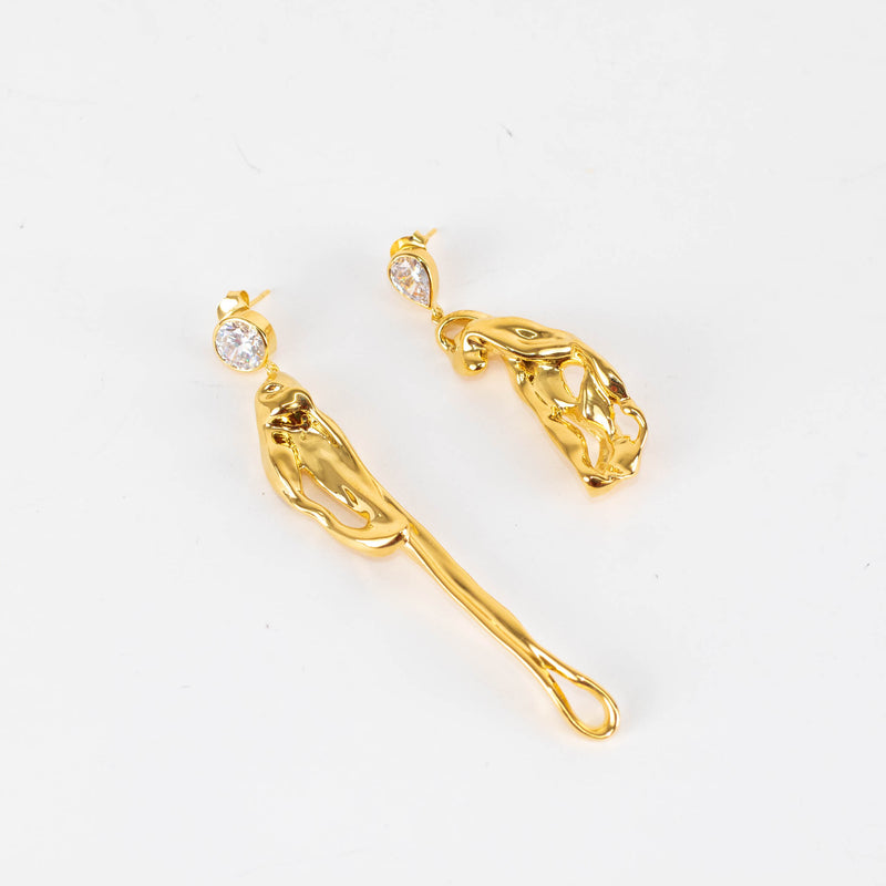 Completed Works Dreams of Mercury Gold Vermeil Asymmetric Melted Earrings