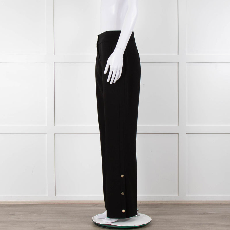 Me + Em Black Side Ribbon Gold Button Wide Leg Trousers