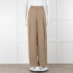 Bayse Taupe Wide Leg Crepe Trousers