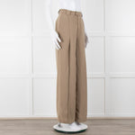 Bayse Taupe Wide Leg Crepe Trousers