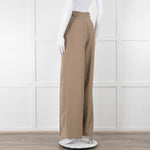 Bayse Taupe Wide Leg Crepe Trousers