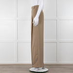 Bayse Taupe Wide Leg Crepe Trousers