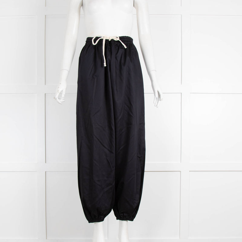 Vika2.0 Black Drawstring Waist Cuffed Trousers