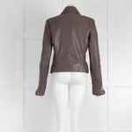 Balenciaga Brown Leather Zip Up Biker Jacket