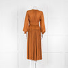 Ulla Johnson Rust Plisse Laraline Midi Dress