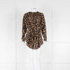 RAEY Leopard Print Drawstring Neck Draped Top