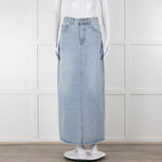 Bayse Pale Blue Wash Midi Skirt