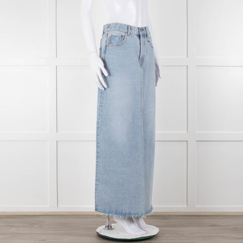 Bayse Pale Blue Wash Midi Skirt