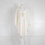 Alberta Ferretti Cream V Neck Silk Blouse Cape