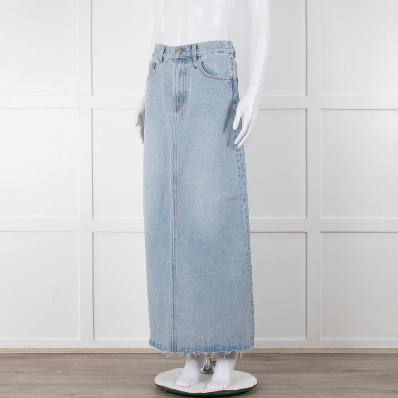 Bayse Pale Blue Wash Midi Skirt