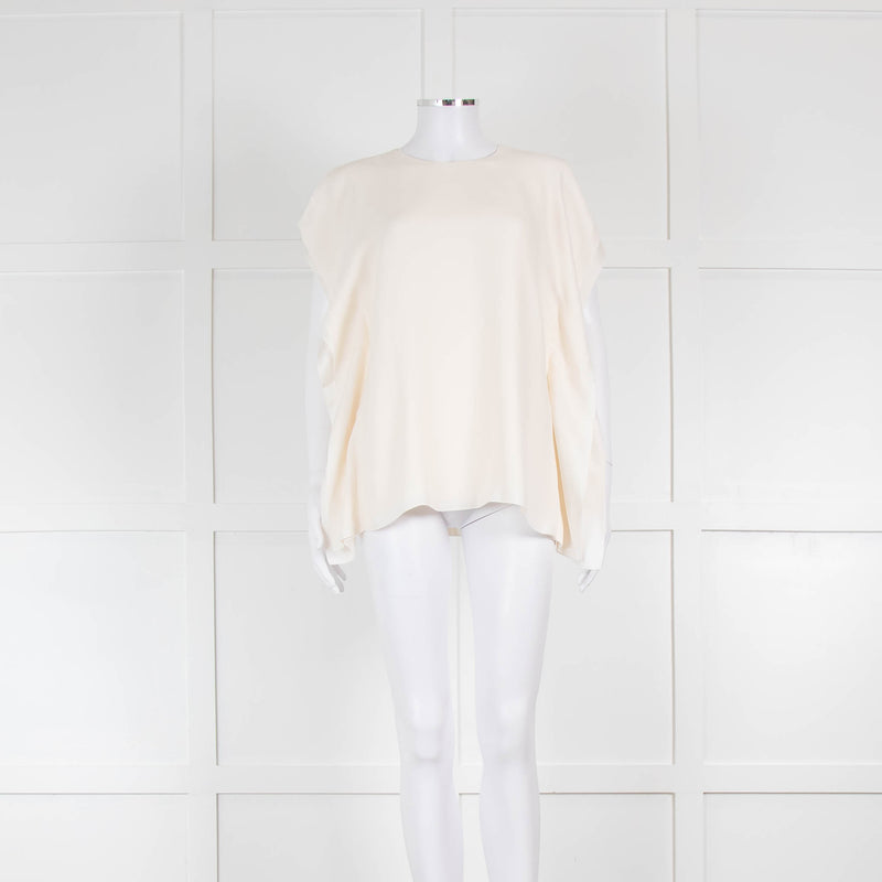 Toteme Cream Drape Side Crepe Blouse