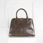 Prada Taupe Shaded Patent Leather Pyramid Bag