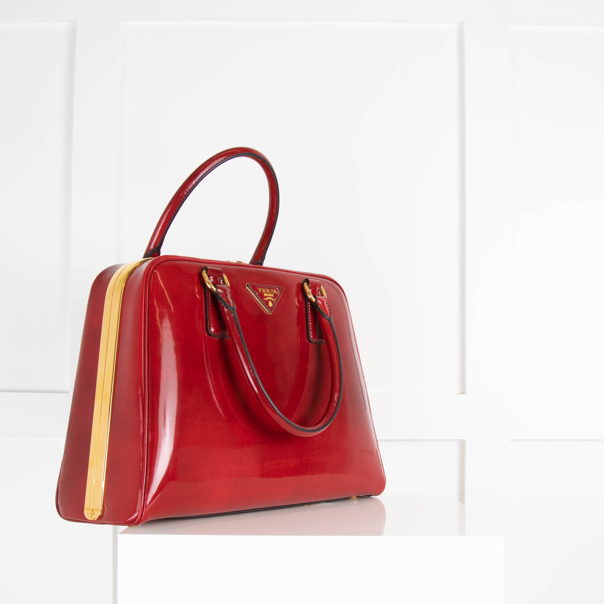 Prada Red Patent Leather Pyramid Bag Phoenix Style