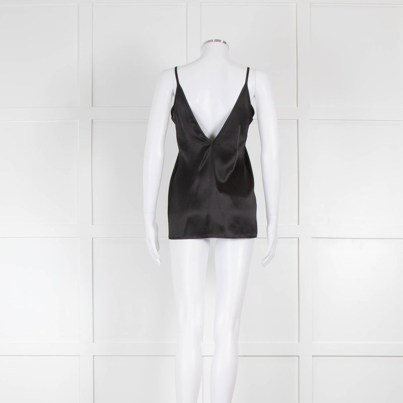 Raey Black Satin V-Neck Camisole Top