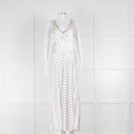 Ganni White Black Polka Dot Print Sleeveless Satin Dress