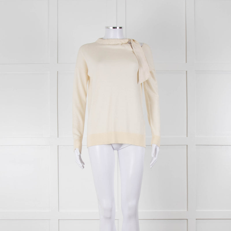 Fabiana Filippi Cream Silk Tie Neck Top