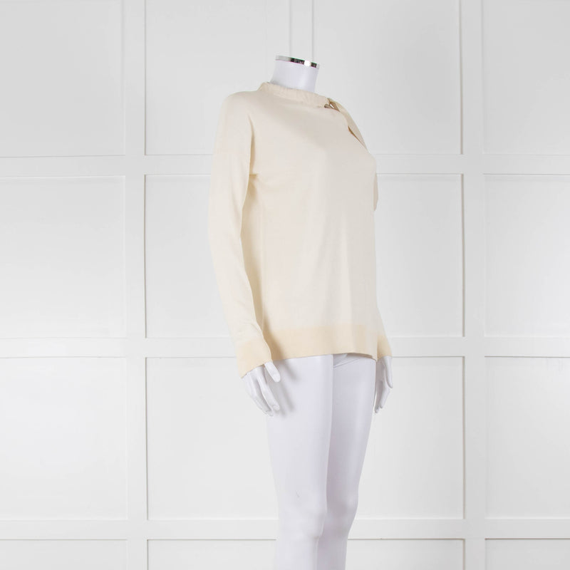 Fabiana Filippi Cream Silk Tie Neck Top