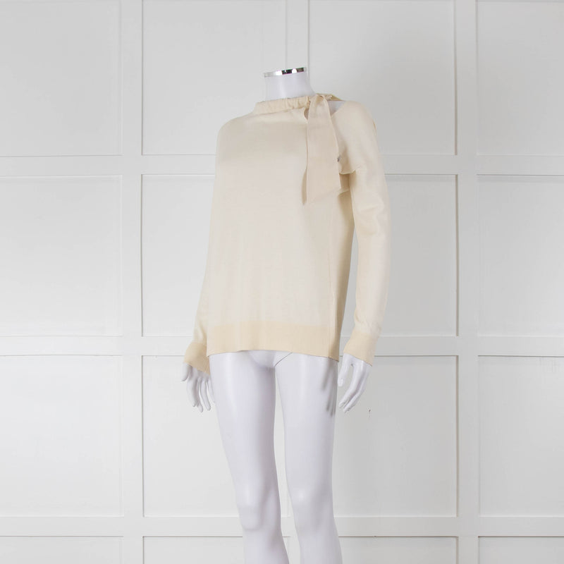 Fabiana Filippi Cream Silk Tie Neck Top