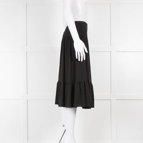 Michael By Michael Kors Black Tiered Midi Skirt