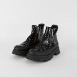 Russell & Bromley Black Patent Croc Ankle Zip Boots