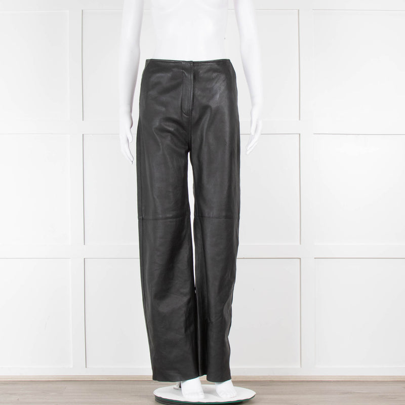 Toteme Panelled Black Leather Trousers