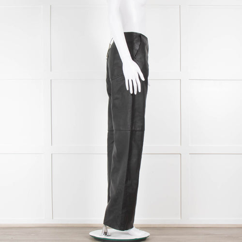 Toteme Panelled Black Leather Trousers