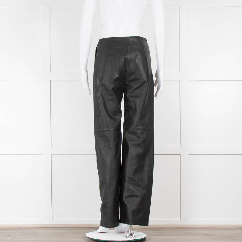 Toteme Panelled Black Leather Trousers