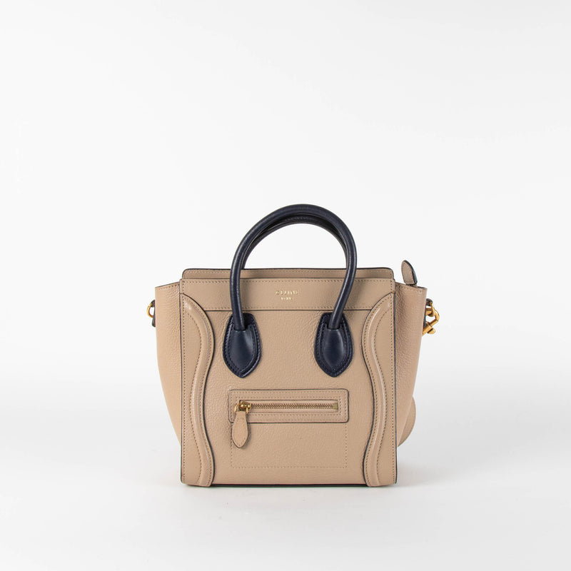 Celine Beige Leather Nano Luggage Bag