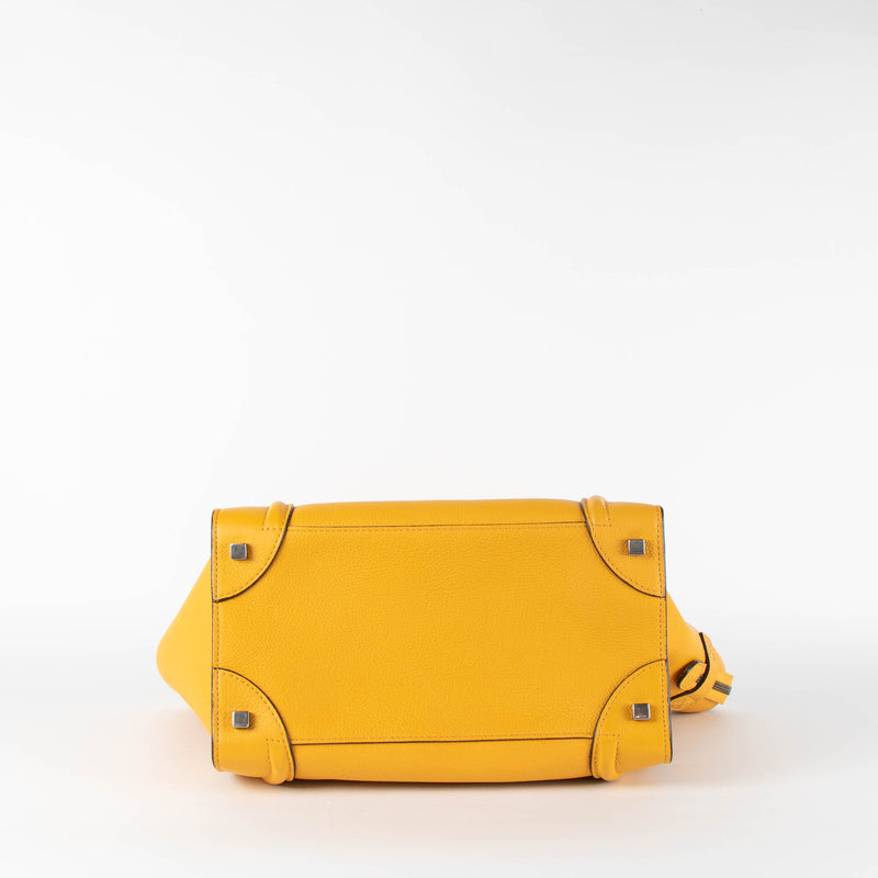 Celine Mustard Yellow Leather Mini Luggage Tote Bag