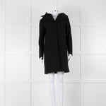 Prada Grey Wool Faux Fur Trim Hooded Coat